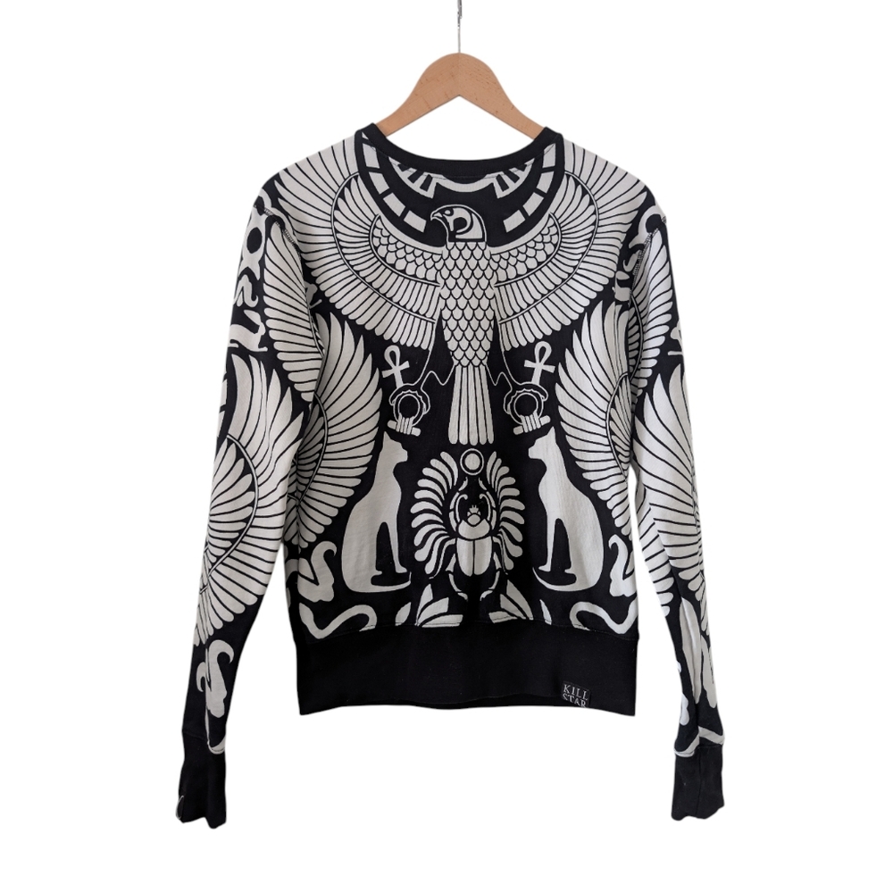 Killstar Occult Luxury AOP  Egyptian Horous Falcon Vulture  Sweatshirt XS Unisex